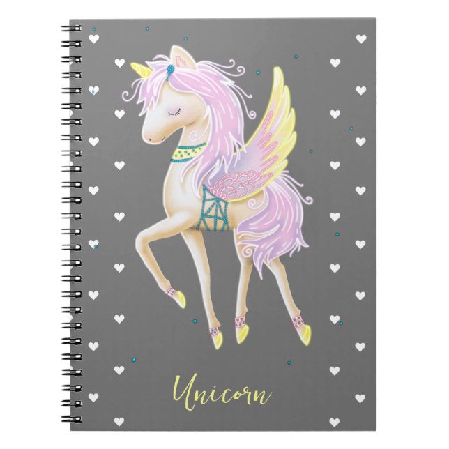Spiral Photo Notebook has a cute unicorn. (Front)