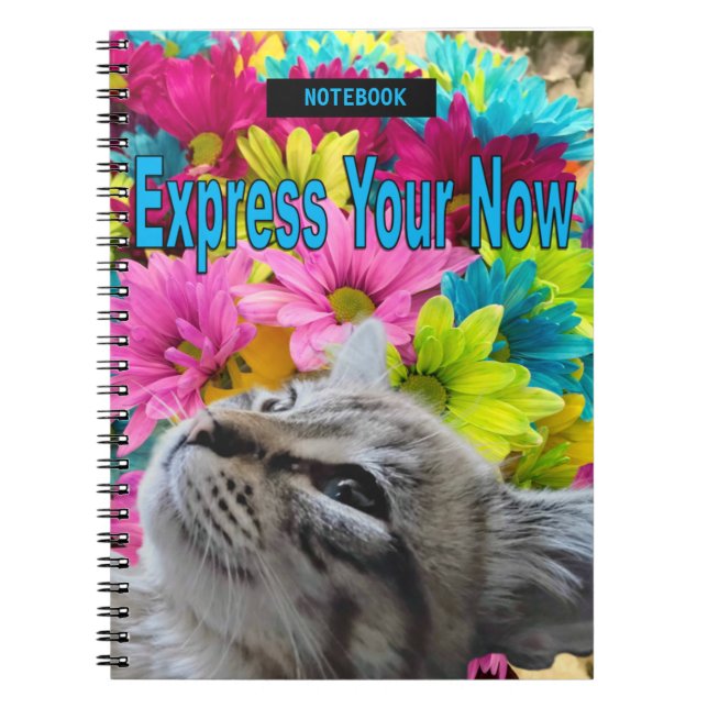 Spiral Photo Notebook Ragdoll Cat Flowers (Front)
