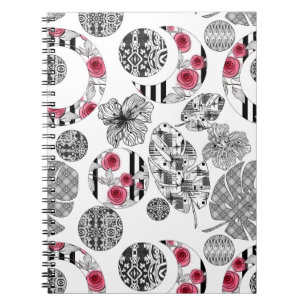 Spiral Photo Notebook,Red and Black, Quilting Notebook