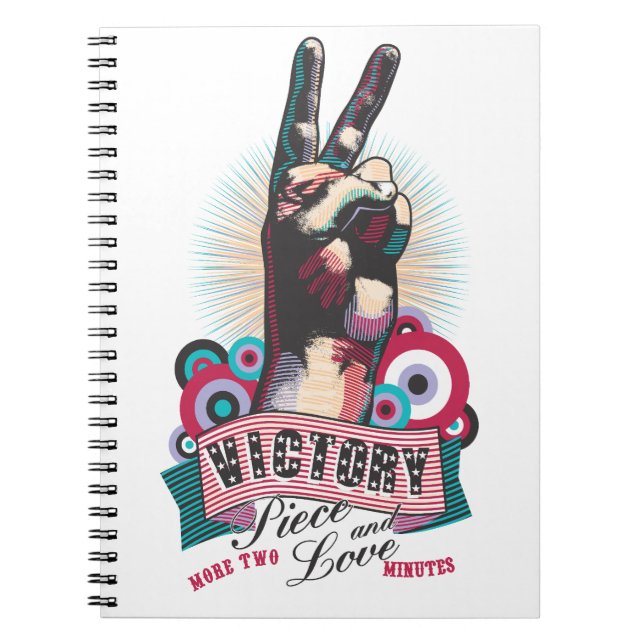 Spiral Photo Notebook – Victory Peace & Love Pop (Front)
