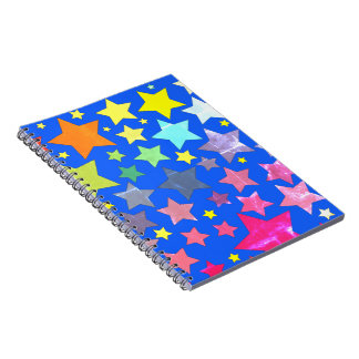 Spiral photonotizbuch blue with colorful stars notebook
