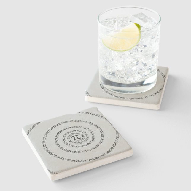 Spiral Pi Click Customise to Change Grey Colour Stone Coaster (Side)