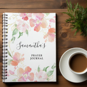 Spiral Pink Floral  Prayer Journal Notebook