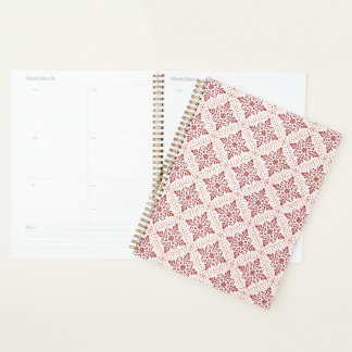 Spiral Planner with Red and Pink Design