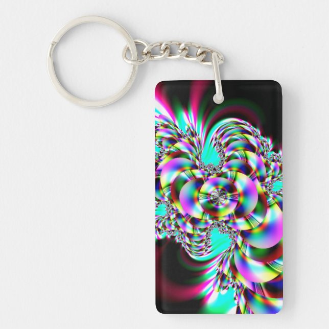 Spiral Rainbow Fractal Key Ring (Front)