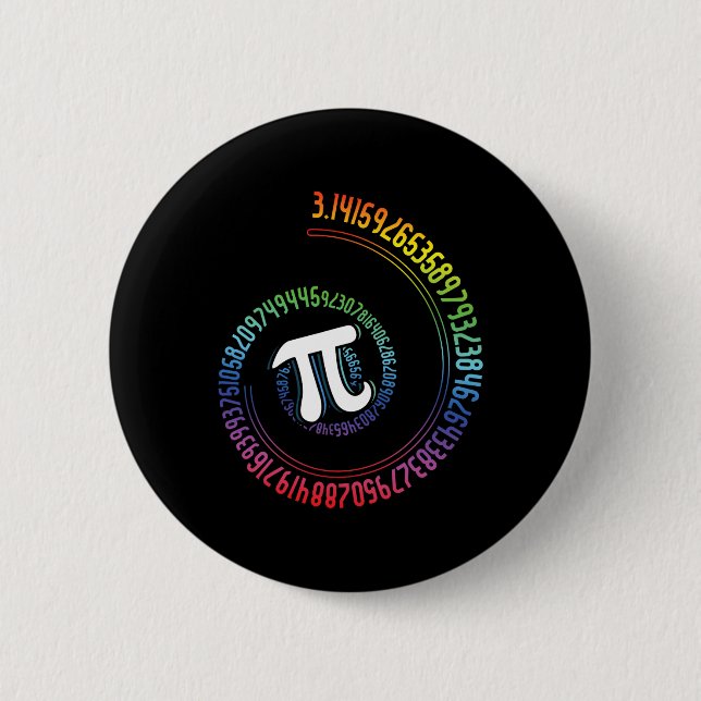 Spiral Rainbow Nerd Math Geek Mathematician Pi Day 6 Cm Round Badge (Front)
