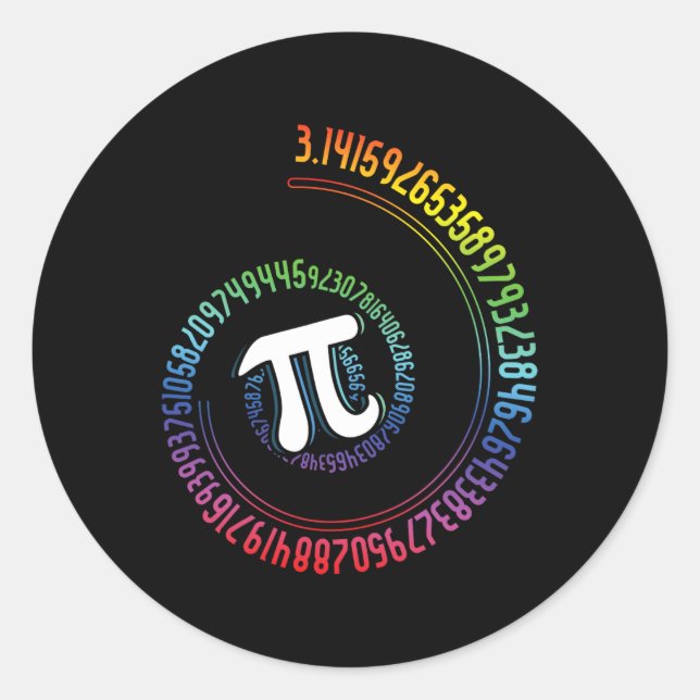 Spiral Rainbow Nerd Math Geek Mathematician Pi Day Classic Round Sticker (Front)