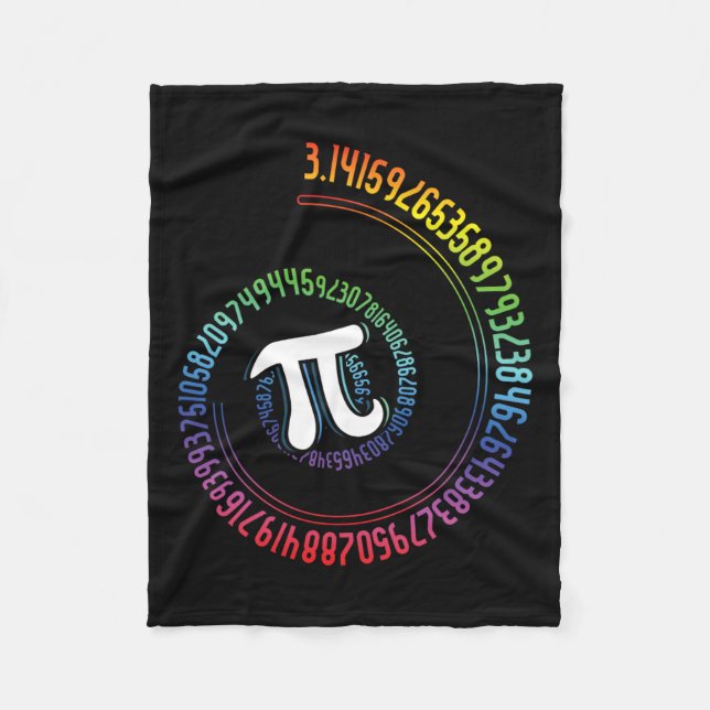 Spiral Rainbow Nerd Math Geek Mathematician Pi Day Fleece Blanket (Front)