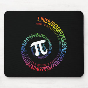 Spiral Rainbow Nerd Math Geek Mathematician Pi Day Mouse Pad