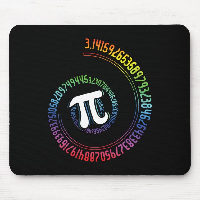 Spiral Rainbow Nerd Math Geek Mathematician Pi Day Mouse Pad (Front)
