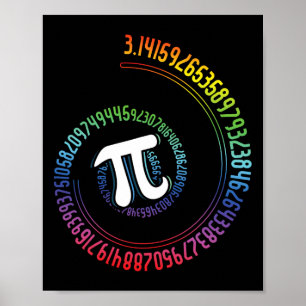Spiral Rainbow Nerd Math Geek Mathematician Pi Day Poster