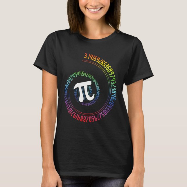 Spiral Rainbow Nerd Math Geek Mathematician Pi Day T-Shirt (Front)