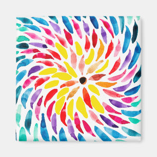 Spiral rainbow watercolor abstract magnet