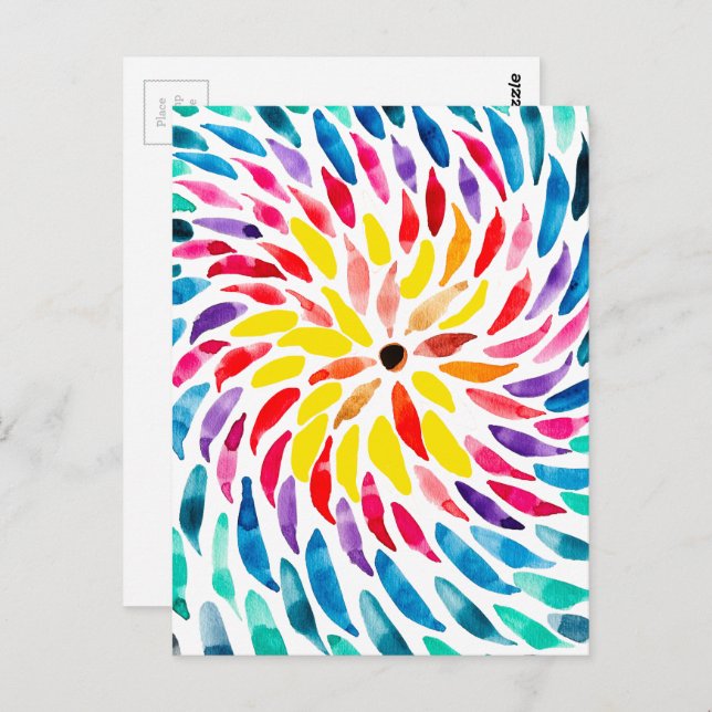 Spiral rainbow watercolor abstract postcard (Front/Back)