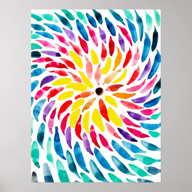 Spiral rainbow watercolor abstract poster (Front)