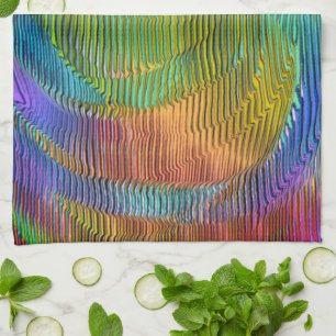 Spiral Rainbow with relief and messy stripes Tea Towel
