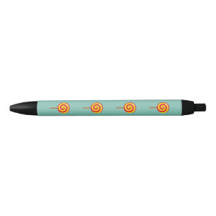 Spiral Red Yellow Lollipop Black Ink Pen