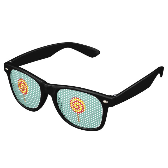Spiral Red Yellow Lollipop Retro Sunglasses (Angled)