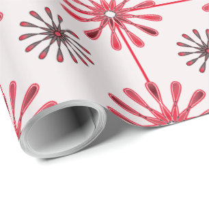 Spiral Retro Flowers Choose Your Background Colour Wrapping Paper