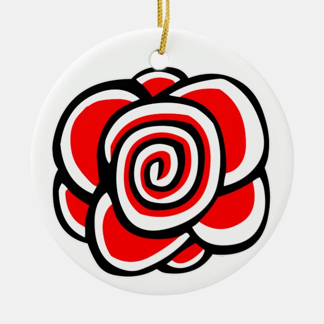 Spiral Rose Ceramic Tree Decoration (Front)