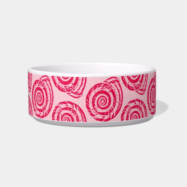 Spiral Seashell Block Print, Coral Pink & Fuchsia Bowl (Left)