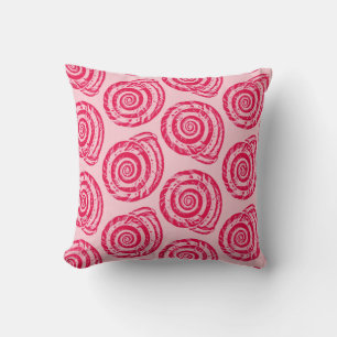 Spiral Seashell Block Print, Coral Pink & Fuchsia Cushion