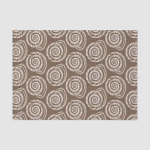Spiral Seashell Block Print, Taupe Tan and Cream Tissue Paper
