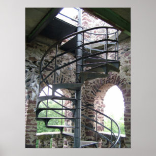 Spiral Staircase at Poet's Seat Tower in Mass. Poster