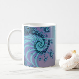 Spiral Staircase Blue and Pink Fractal Art Coffee Mug