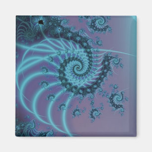 Spiral Staircase Blue and Pink Fractal Art Magnet