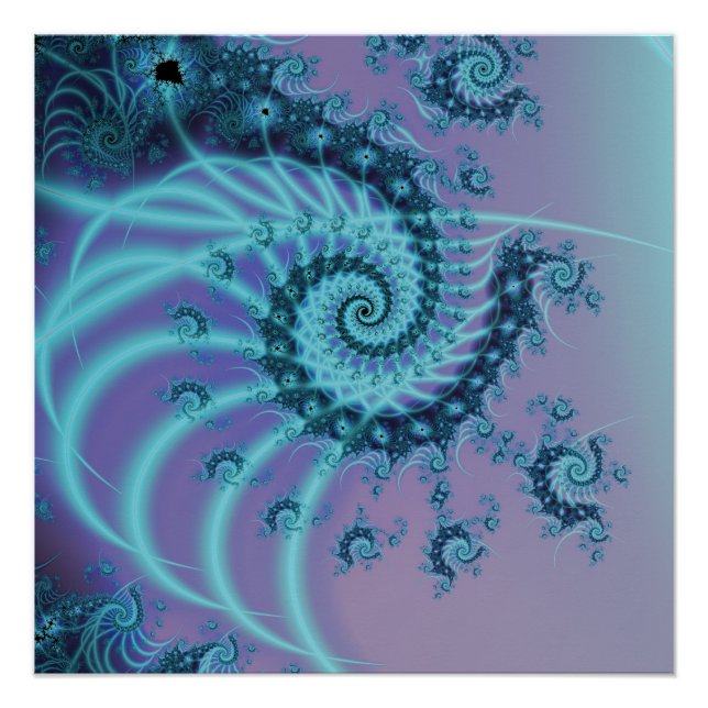 Spiral Staircase | Blue and Pink Fractal Art Poster (Front)