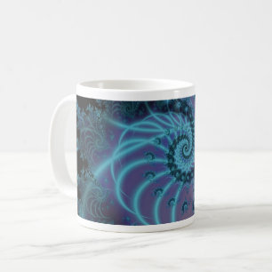 Spiral Staircase Blue and Pink Fractal Art Wrap Coffee Mug