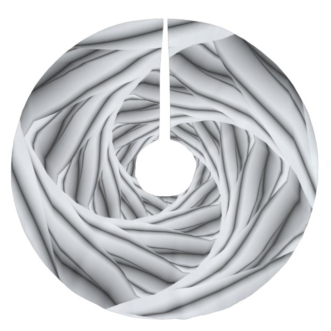 Spiral Steps in Black and White Brushed Polyester Tree Skirt (Front)