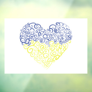 Spiral swirls mehandi heart Ukrainian flag colours