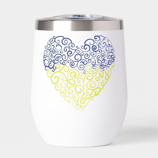 Spiral swirls mehandi heart Ukrainian flag colours (Front)