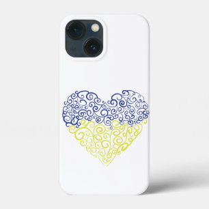 Spiral swirls mehandi heart Ukrainian flag colours iPhone 13 Mini Case