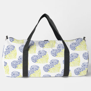 Spiral swirls mehandi heart Ukrainian flag colours Duffle Bag