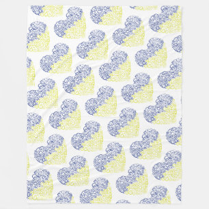 Spiral swirls mehandi heart Ukrainian flag colours Fleece Blanket