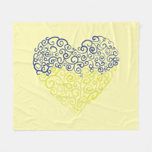Spiral swirls mehandi heart Ukrainian flag colours Fleece Blanket