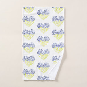 Spiral swirls mehandi heart Ukrainian flag colours Hand Towel