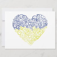 Spiral swirls mehandi heart Ukrainian flag colours