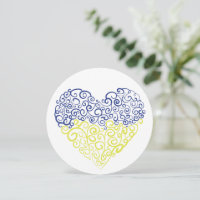 Spiral swirls mehandi heart Ukrainian flag colours