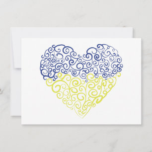 Spiral swirls mehandi heart Ukrainian flag colours Holiday Card