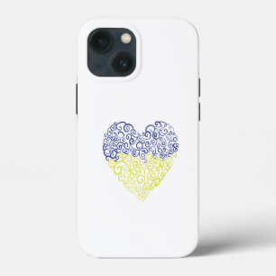 Spiral swirls mehandi heart Ukrainian flag colours iPhone 13 Mini Case