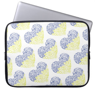 Spiral swirls mehandi heart Ukrainian flag colours Laptop Sleeve
