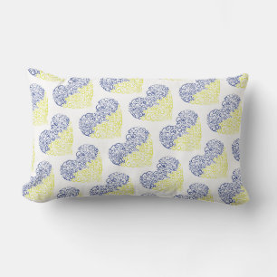 Spiral swirls mehandi heart Ukrainian flag colours Lumbar Cushion