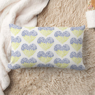 Spiral swirls mehandi heart Ukrainian flag colours Lumbar Cushion