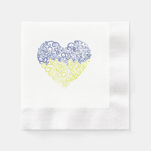 Spiral swirls mehandi heart Ukrainian flag colours Napkin