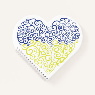 Spiral swirls mehandi heart Ukrainian flag colours Notebook