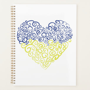 Spiral swirls mehandi heart Ukrainian flag colours Planner